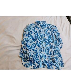 Rose & Olive Blue and White Paisley Button Down Shirt